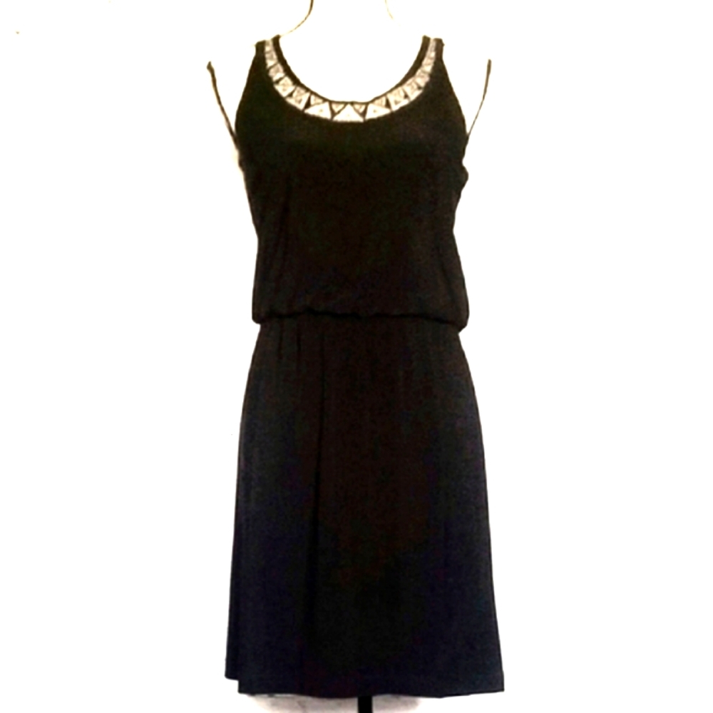 White House Black Market Black Sleeveless Dress with Silver Detail, size XS